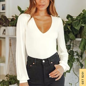 Lulus white long sleeve bodysuit
